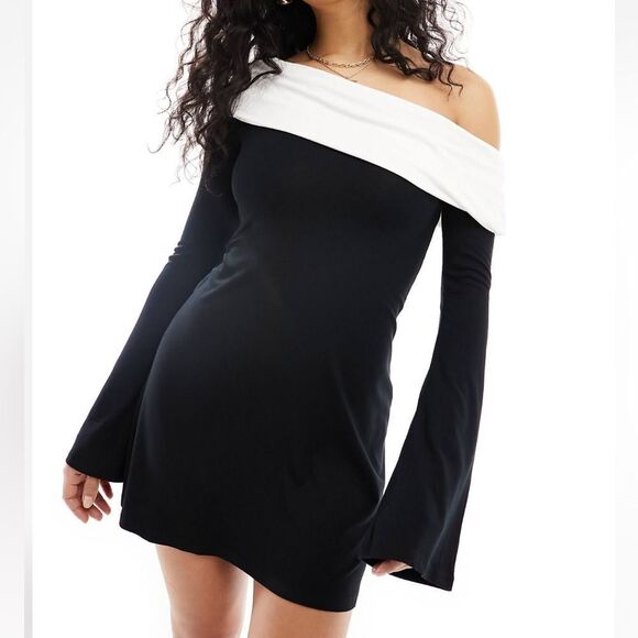 ASOS Dresses & Skirts - Off Shoulder Black & White Dress